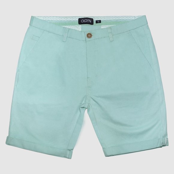 OLGYN Men’s Regular Fit Light Aqua Chino Shorts - Picture 3 of 6